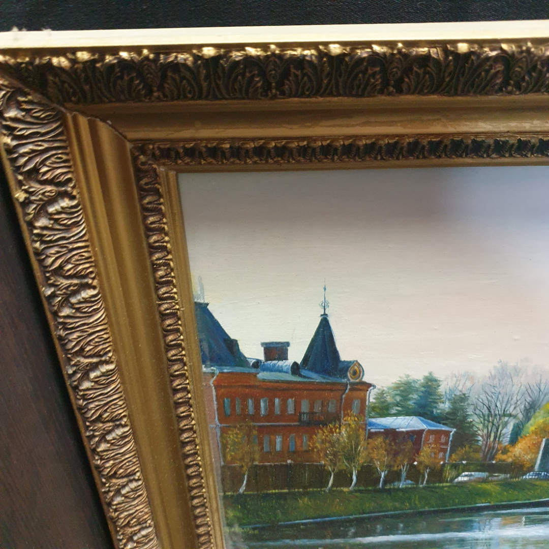 Картина маслом на ДВП, пейзаж с видом на собор Богоявления Господня, размер 80х50 см. Картинка 6